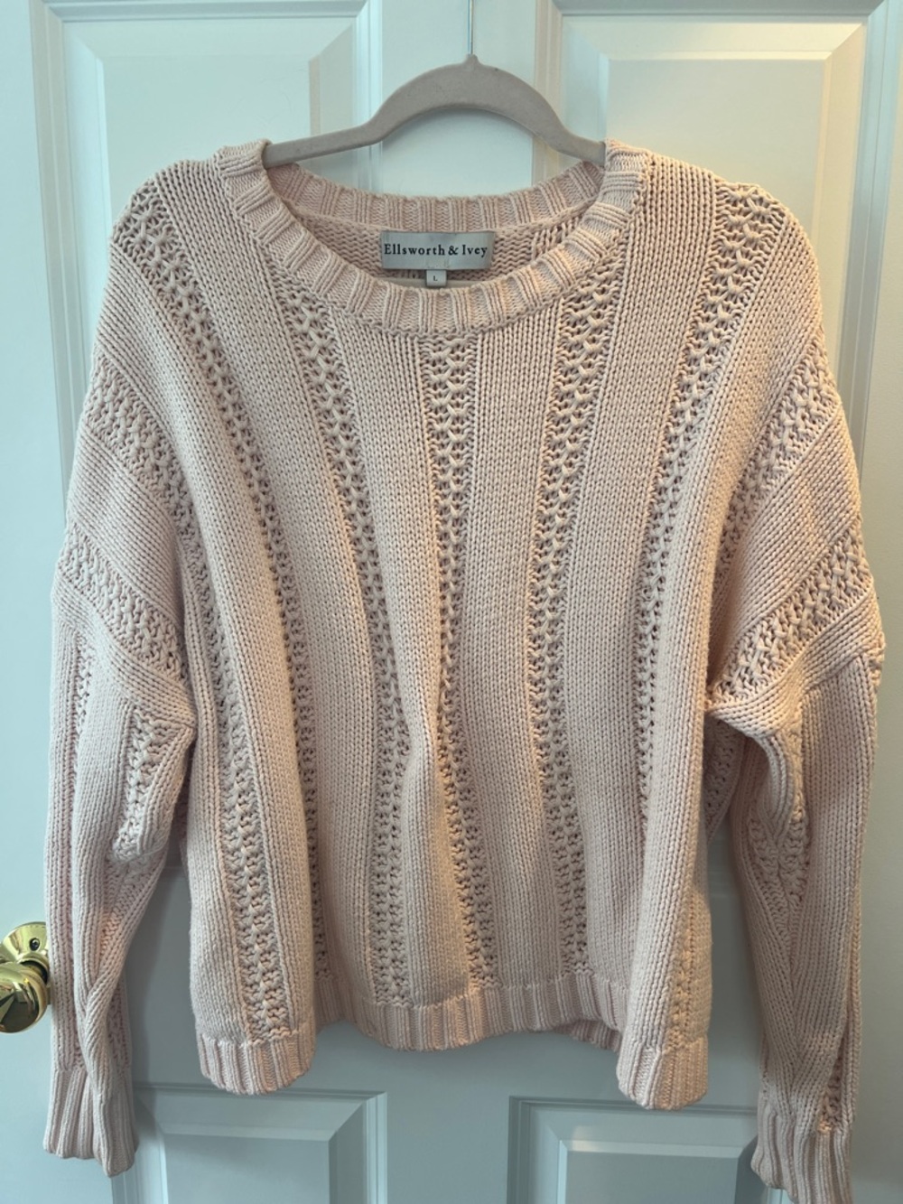 Ellsworth & Ivey Blush Crewneck Knit Sweater sz L